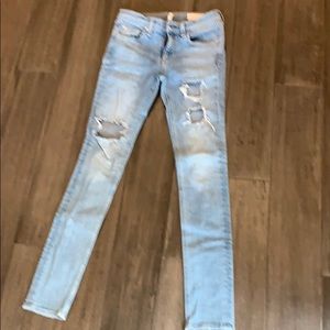 Rag and Bone skinny distressed moto jean